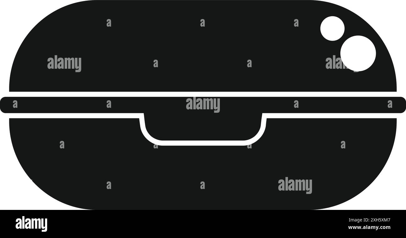 Semplice icona nera del cestino da pranzo che rappresenta un contenitore per conservare e trasportare i pasti Illustrazione Vettoriale