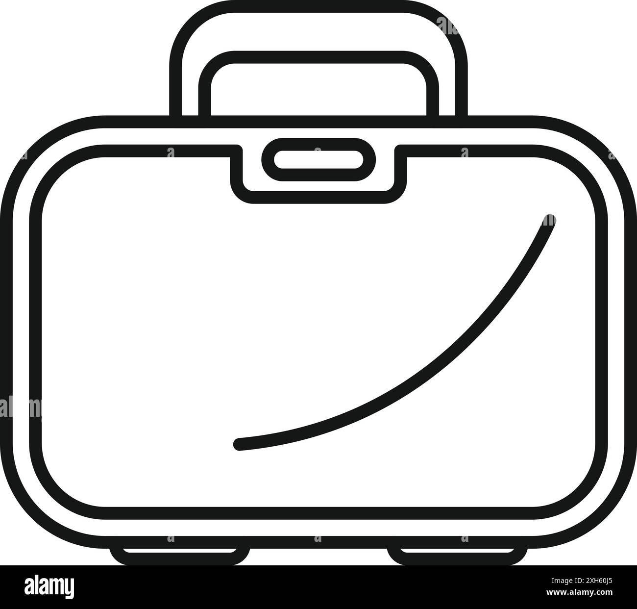 Semplice icona a forma di linea di un cestino per il pranzo in plastica per conservare e trasportare gli alimenti Illustrazione Vettoriale
