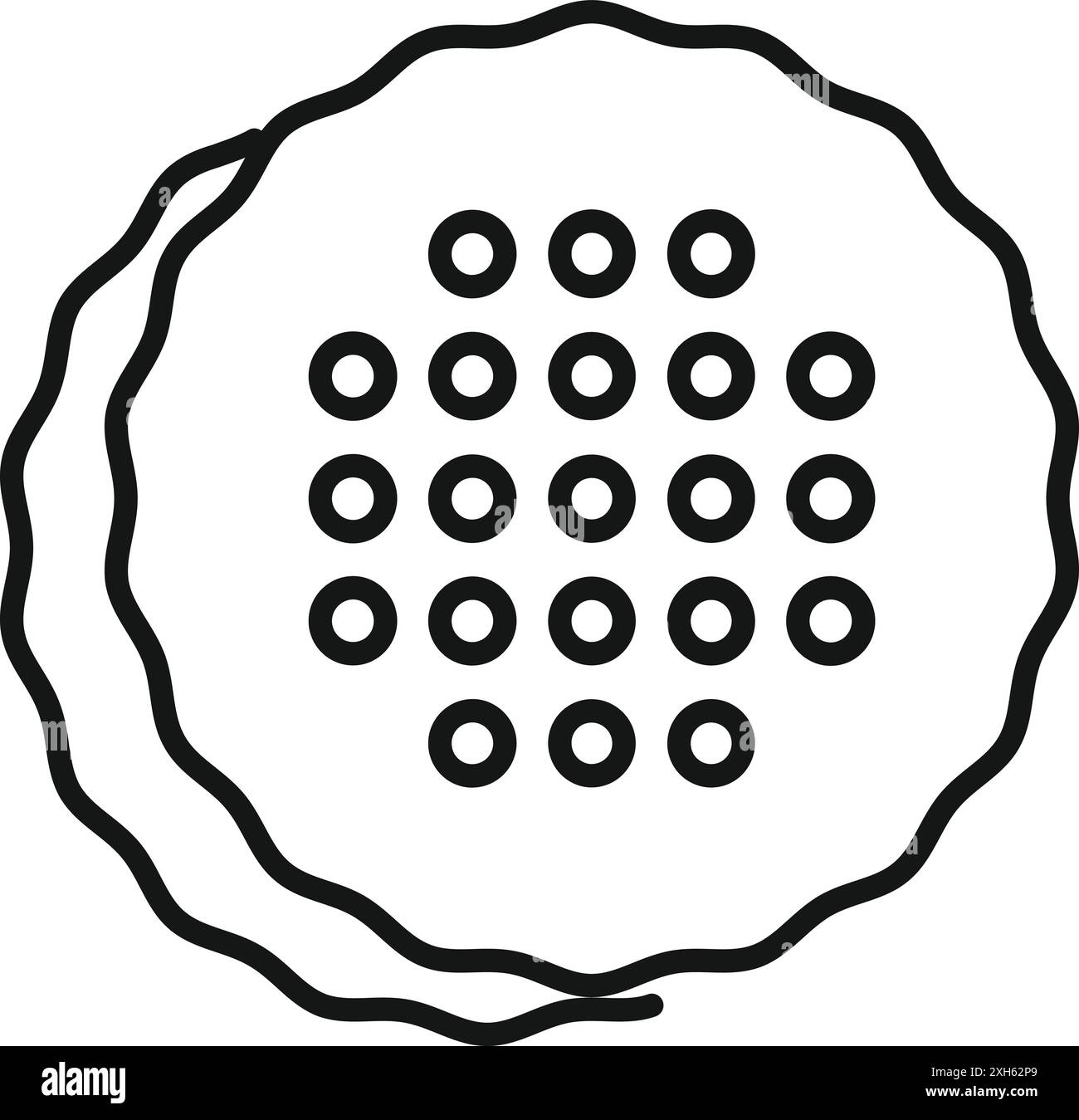 Rappresentazione semplice e minimale di un biscotto con fori, perfetta per libri di ricette o loghi da forno Illustrazione Vettoriale