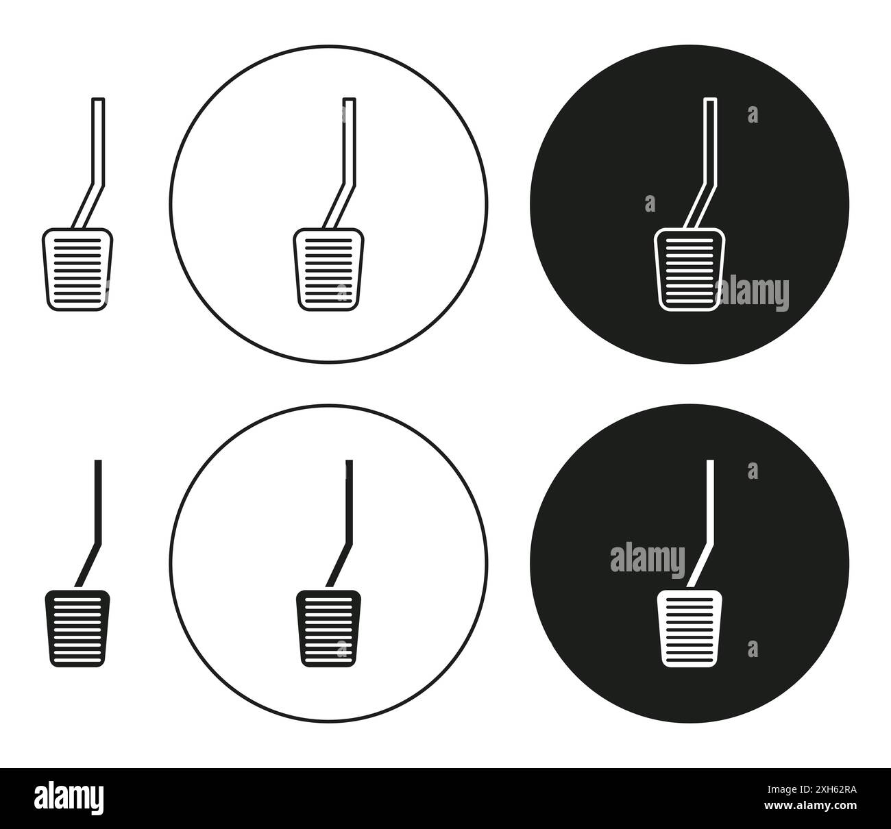 Icona del pedale dell'auto simbolo vettoriale o collezione di set di cartelli in bianco e nero Illustrazione Vettoriale
