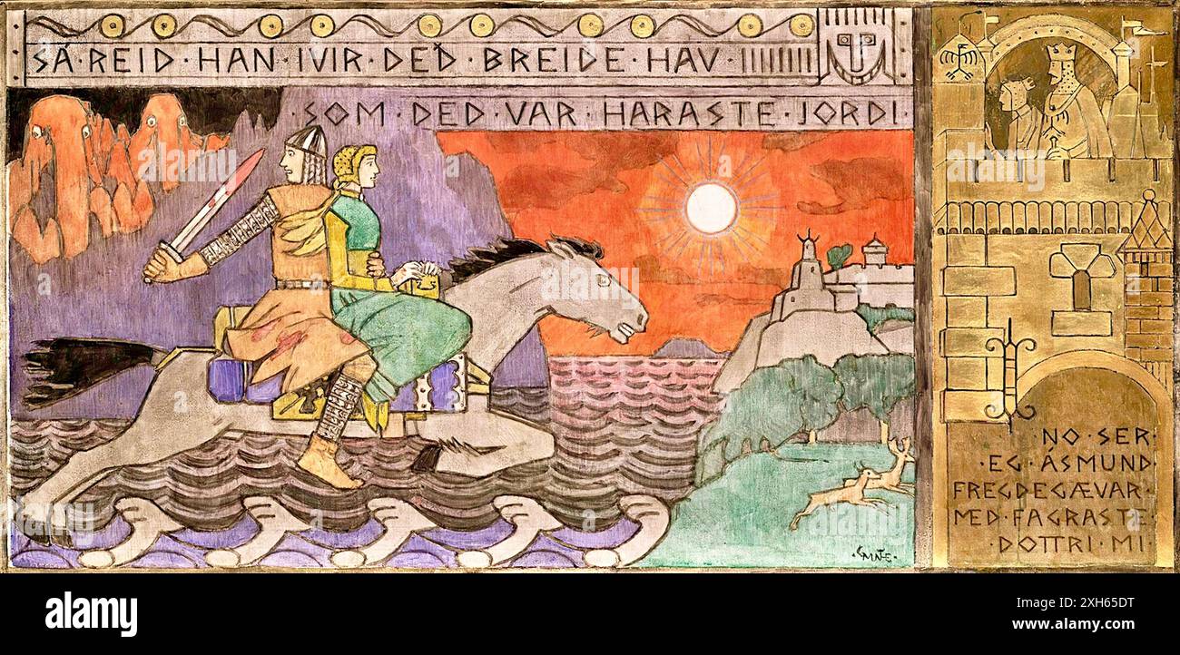 Gerhard Munthe - Asmund and the Princess Riding Home - 1902-1904 Foto Stock