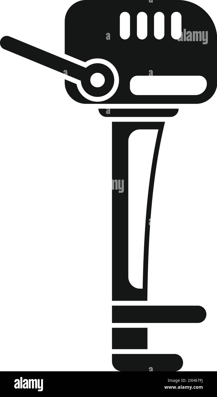 Semplice icona in bianco e nero di un motore di una barca, perfetta per rappresentare i motori di una barca e il trasporto marittimo Illustrazione Vettoriale