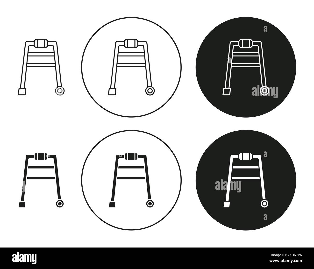 Icona Walker simbolo vettoriale o collezione di set di insegne in bianco e nero Illustrazione Vettoriale