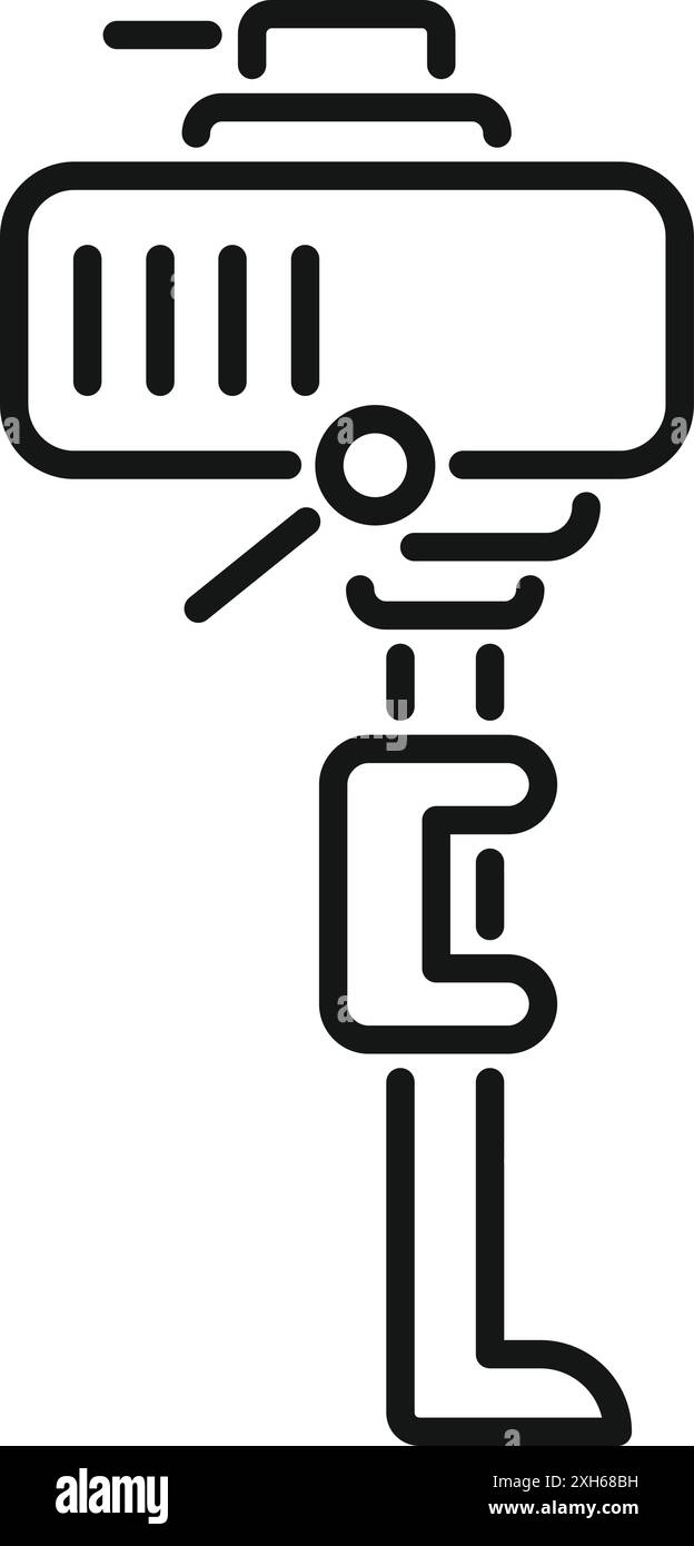 Semplice icona lineare di un motore per imbarcazioni, ideale per rappresentare motori e attrezzature nautiche Illustrazione Vettoriale