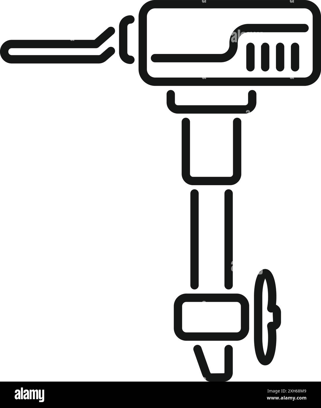 Semplice icona line art di un motore di una barca, perfetta per rappresentare i motori marini e il trasporto dell'acqua Illustrazione Vettoriale