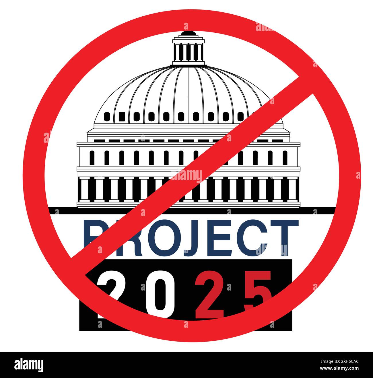 Respingere il progetto 2025 per l'anti-guida contro il progetto 2025 di trump. STOP Project 2025 drive ha un forte impatto sulle elezioni presidenziali del 2024. Illustrazione Vettoriale