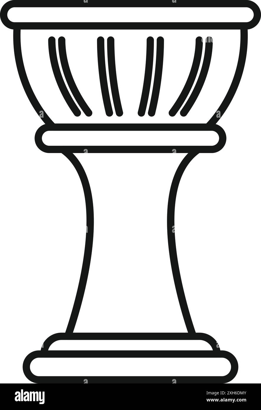 Disegno minimalista di un djembe in attesa di essere giocato Illustrazione Vettoriale