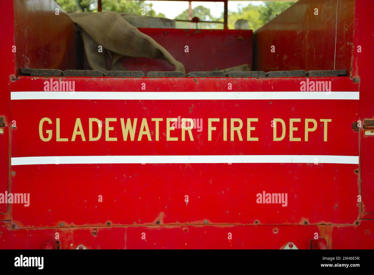 Antico camion dei vigili del fuoco di Gladewater, Texas Foto Stock