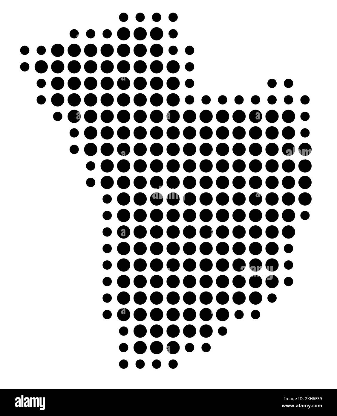 Mappa dei simboli della città metropolitana di Daejeon (Corea del Sud) che mostra lo stato/provincia con un motivo di cerchi neri Illustrazione Vettoriale