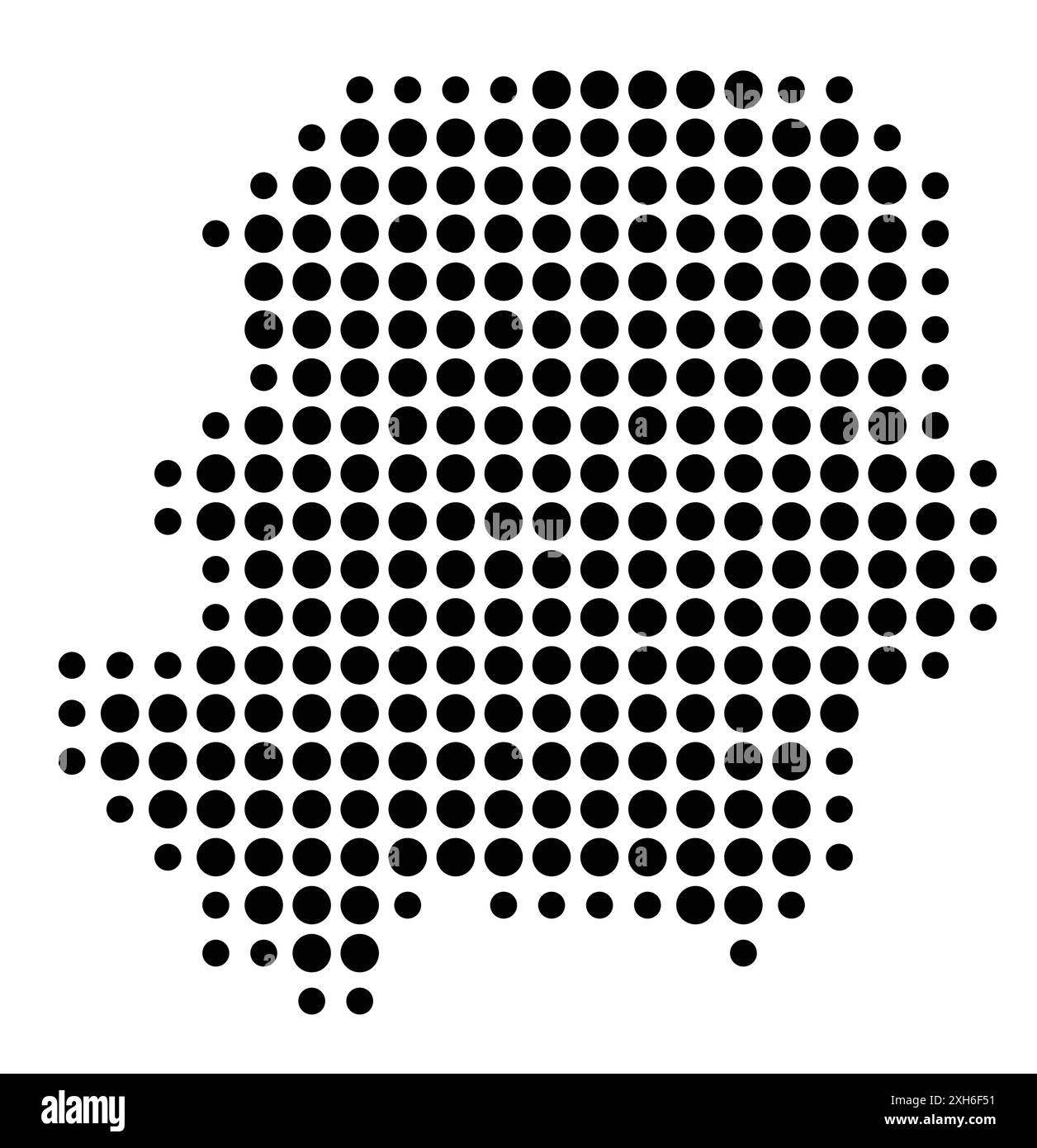 Mappa dei simboli della città metropolitana di Daegu (Corea del Sud) che mostra lo stato/provincia con un motivo di cerchi neri Illustrazione Vettoriale