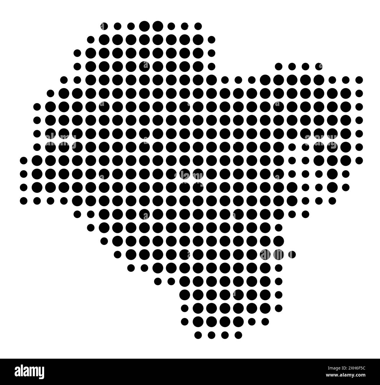 Mappa dei simboli della città metropolitana di Ulsan (Corea del Sud) che mostra lo stato/provincia con un motivo di cerchi neri Illustrazione Vettoriale