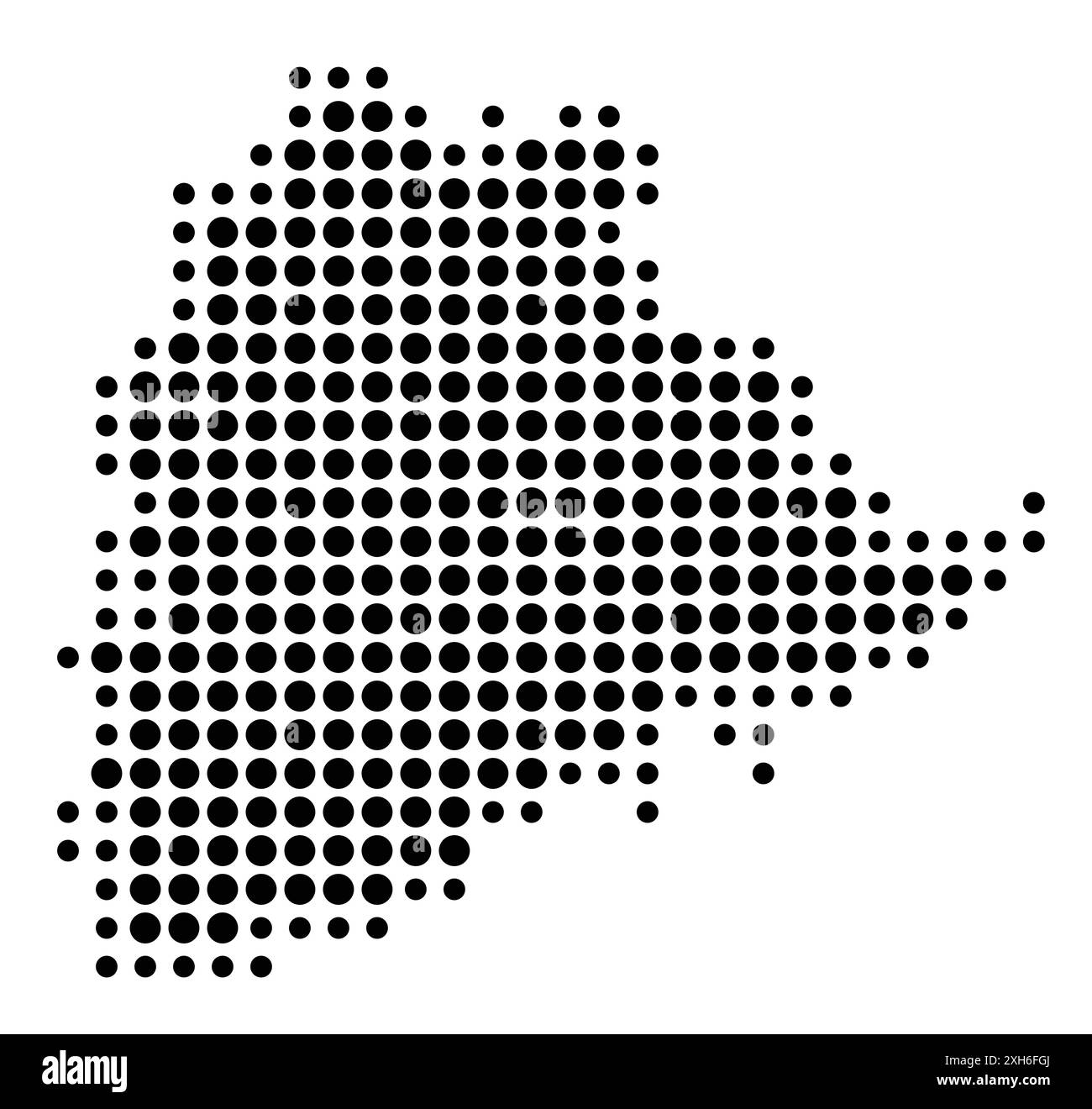Mappa dei simboli dello Stato Telangana (India) che mostra lo stato/provincia con un motivo di cerchi neri Illustrazione Vettoriale
