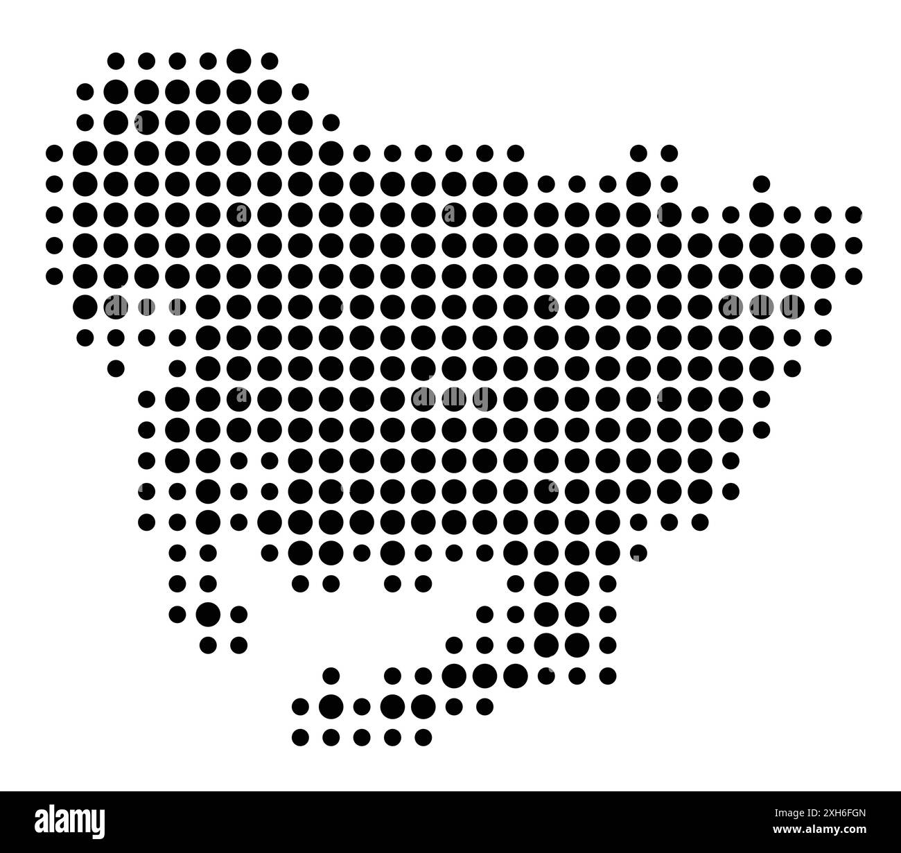 Mappa dei simboli della prefettura di Aichi (Giappone) che mostra lo stato/provincia con un motivo di cerchi neri Illustrazione Vettoriale