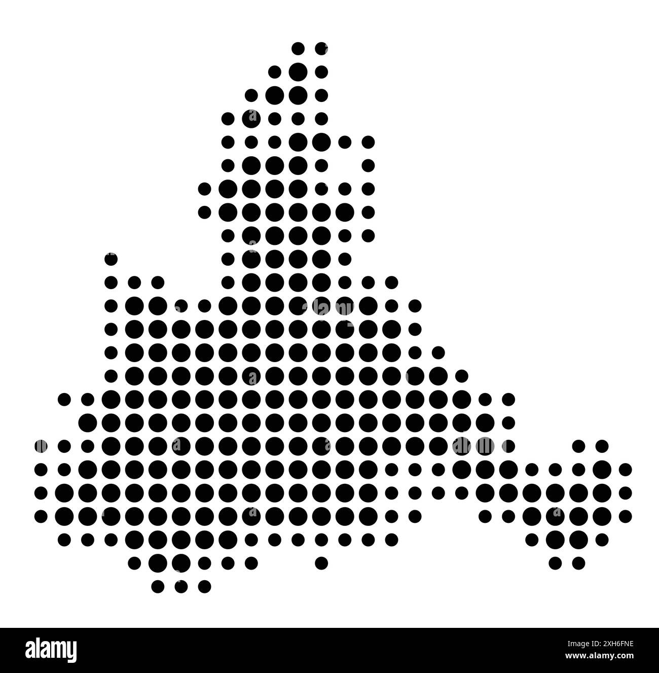 Mappa simbolo della Provincia Saragozza (Spagna) che mostra lo stato/provincia con un motivo di cerchi neri Illustrazione Vettoriale