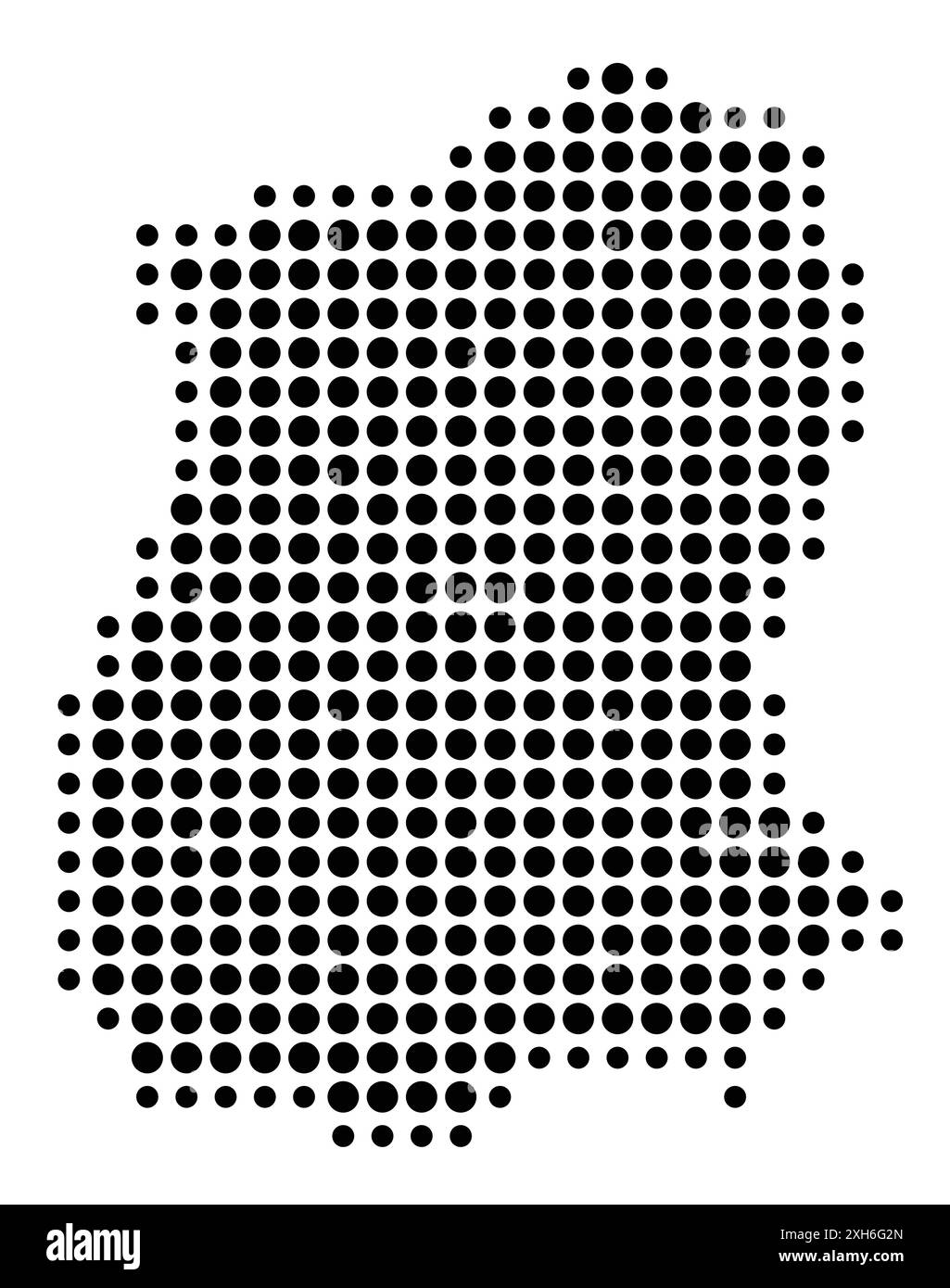 Mappa dei simboli dello Stato Sikkim (India) che mostra lo stato/provincia con un motivo di cerchi neri Illustrazione Vettoriale