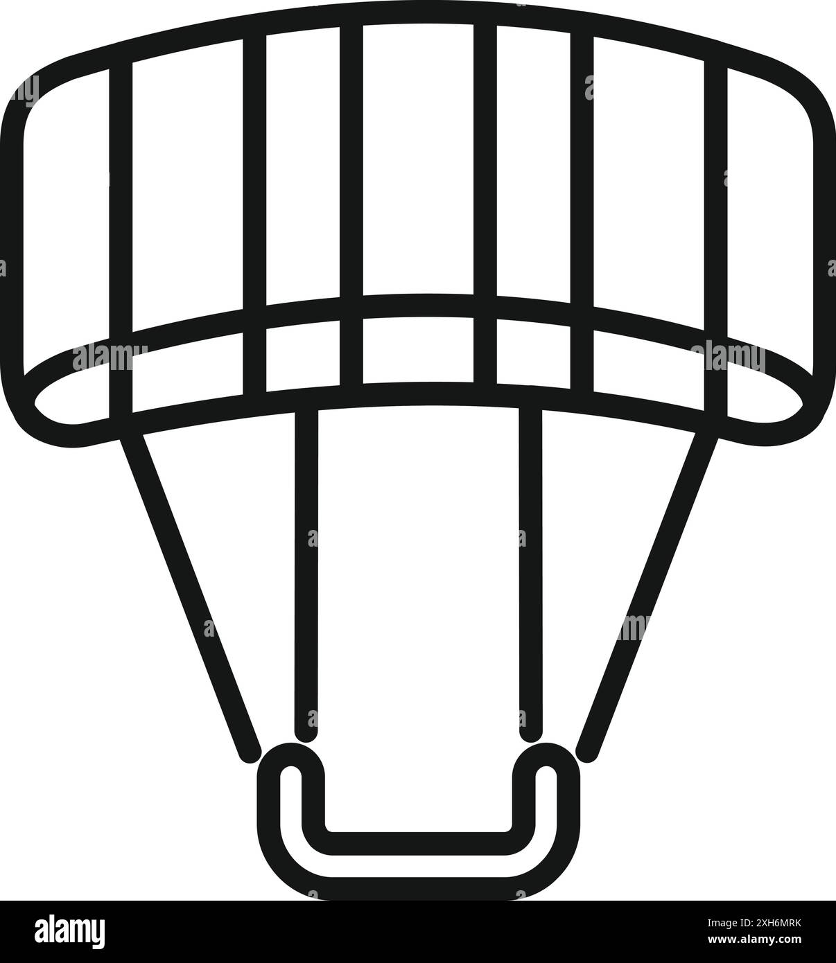 Semplice disegno in bianco e nero di un paracadute che galleggia nell'aria Illustrazione Vettoriale