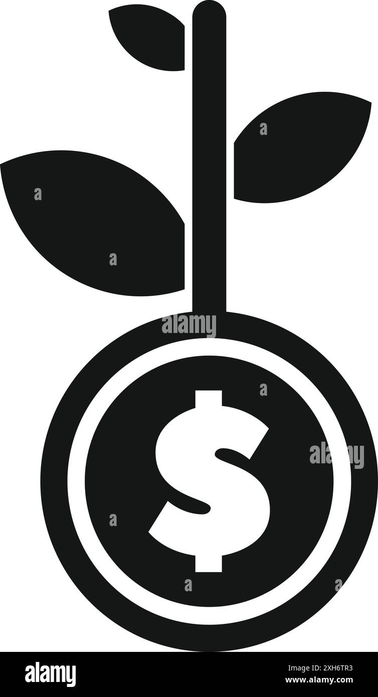 Pianta che cresce da una moneta che simboleggia la crescita degli investimenti Illustrazione Vettoriale