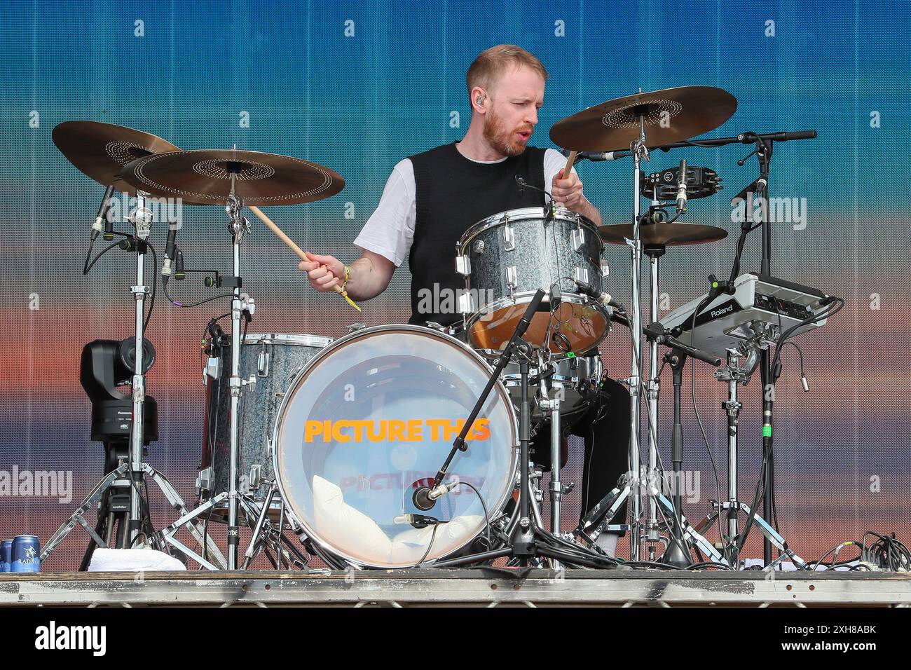 Glasgow, Regno Unito. 12 luglio 2024. La band "Picture This" suonò TRNSMT il primo giorno dell'annuale festival musicale, che si tenne a Glasgow Green, vicino al centro di Glasgow, in Scozia, Regno Unito. Crediti: Findlay/Alamy Live News Foto Stock