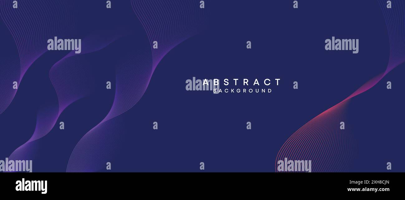 Blu scuro astratto, viola, tecnologia digitale geometrica del futuro sfondo lineare. Striscione Web a trama con linee sfumate giallo-verde-blu navy Illustrazione Vettoriale