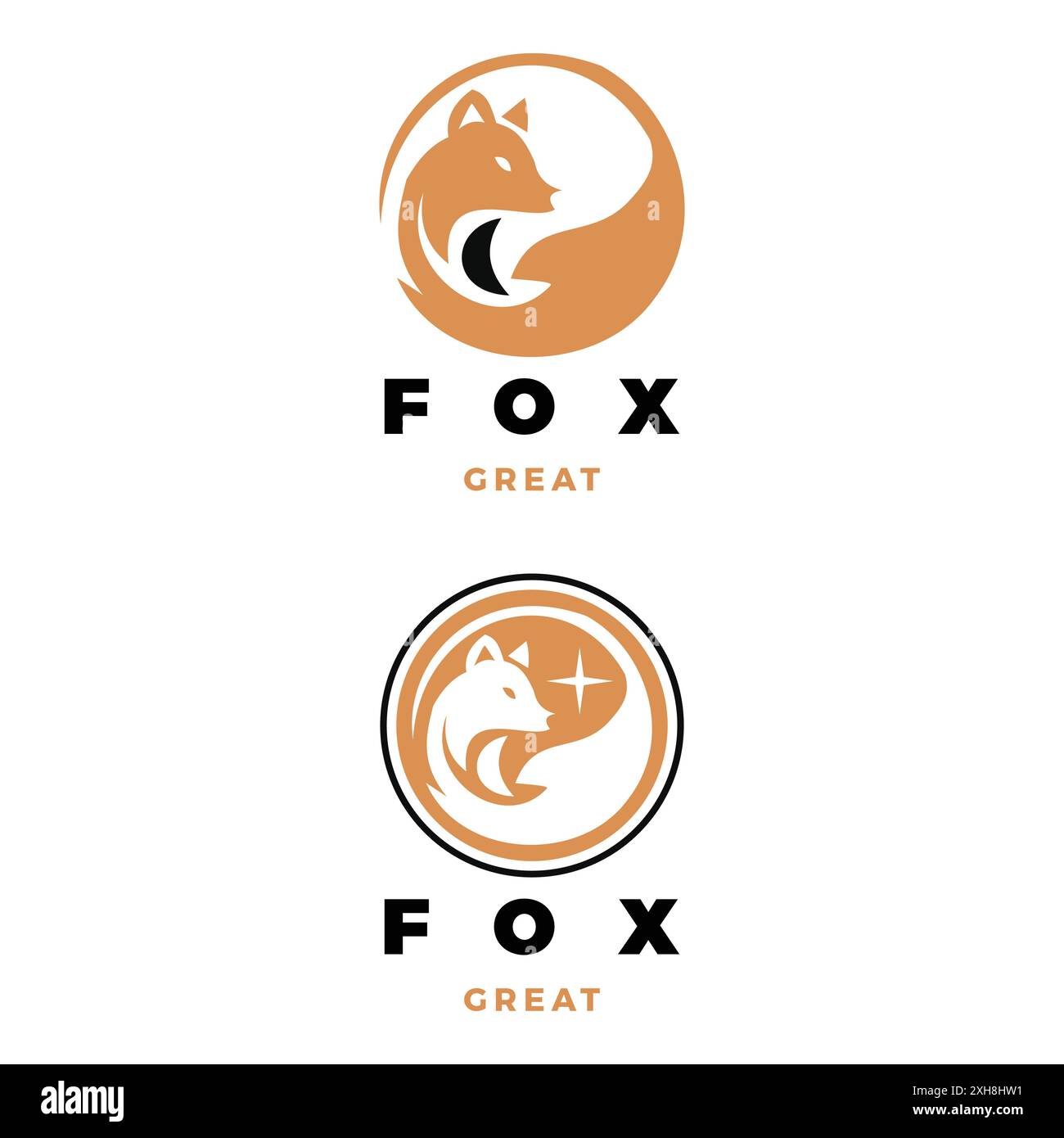 Set di modelli di disegno del logo Fox Icon Illustrazione Vettoriale