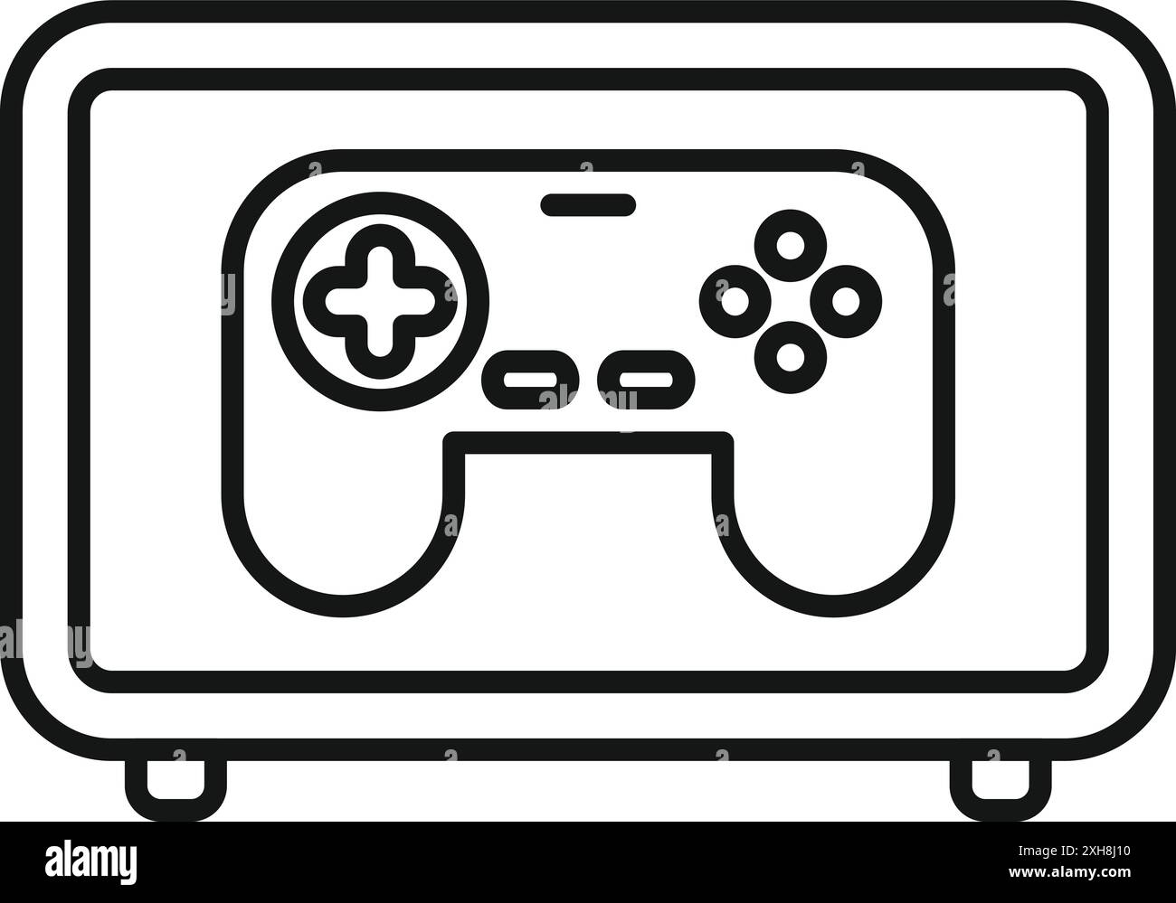 Semplice icona di linea di una console di gioco con un gamepad, che rappresenta il concetto di gioco e intrattenimento Illustrazione Vettoriale