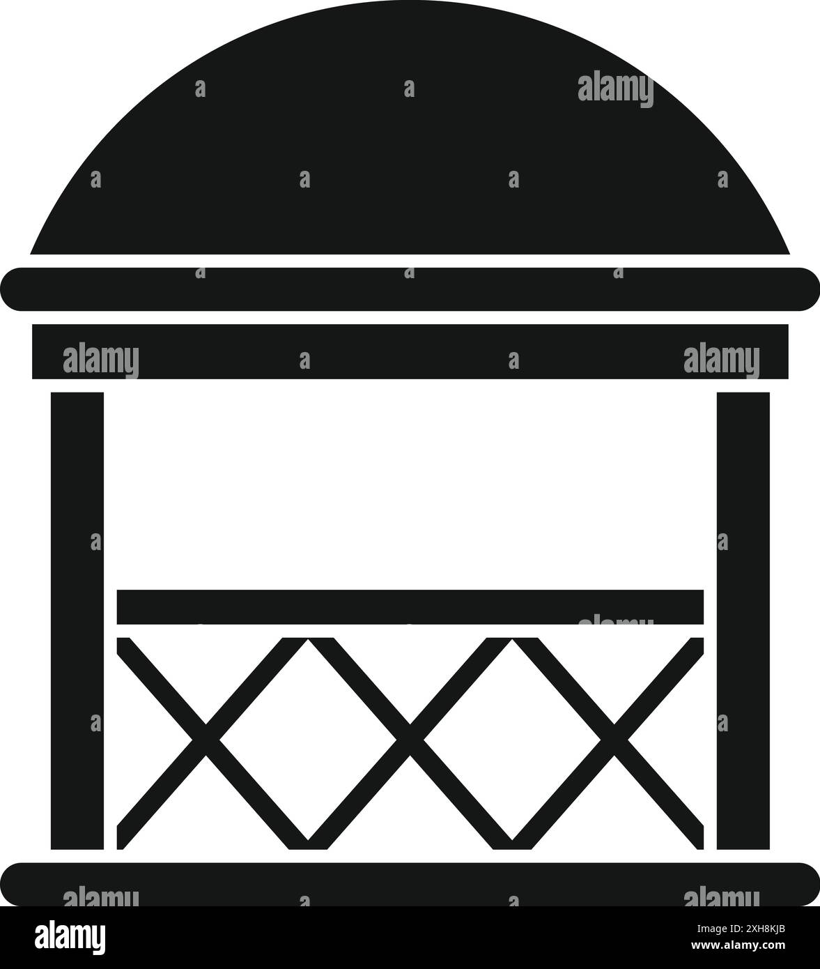 Semplice icona di uno stand di Street food con un tetto rotondo, perfetto per rappresentare i mercati alimentari e i venditori di Street food Illustrazione Vettoriale