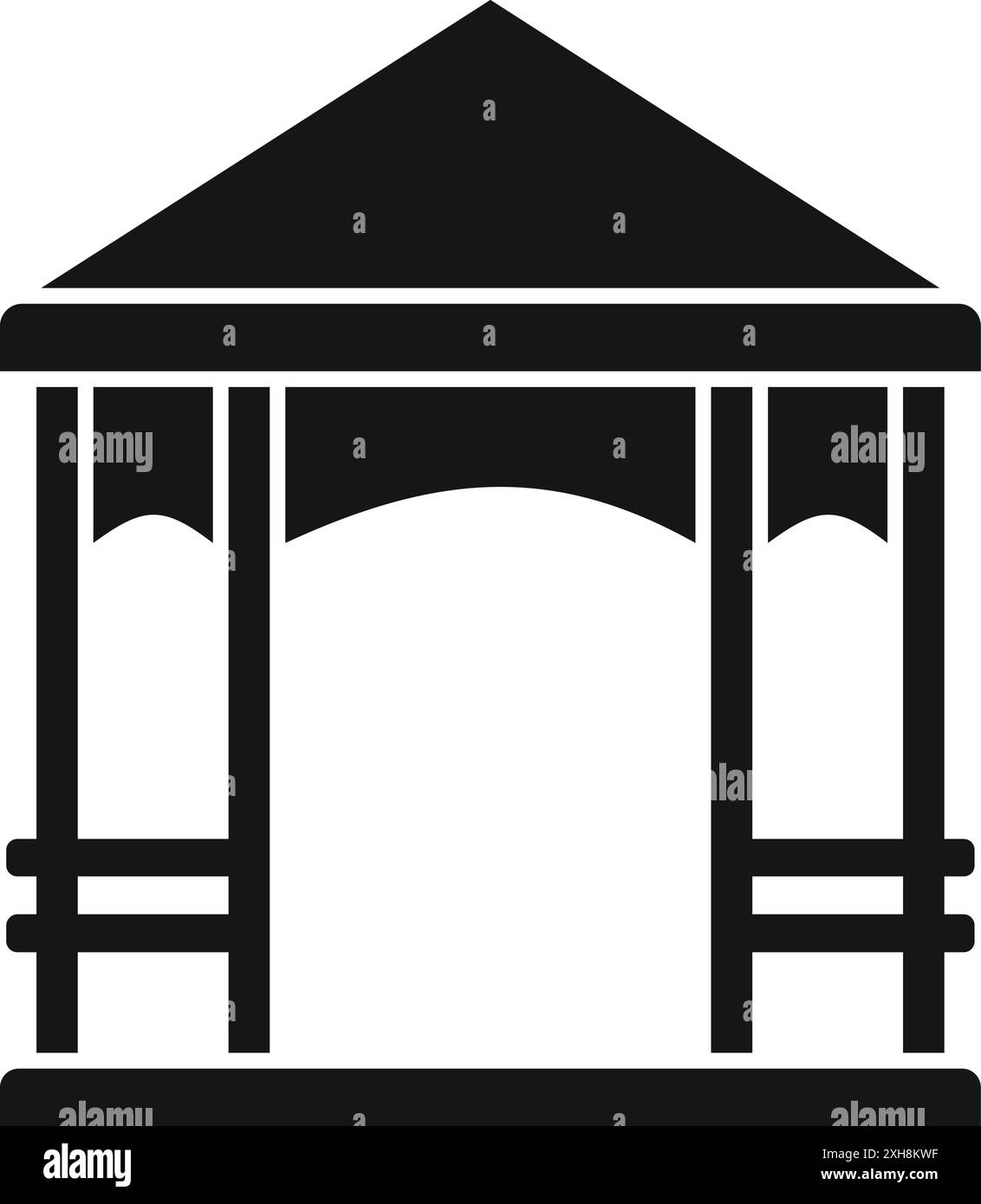 Semplice icona di uno stallo coperto del mercato che offre ai venditori un posto in cui vendere i loro prodotti Illustrazione Vettoriale