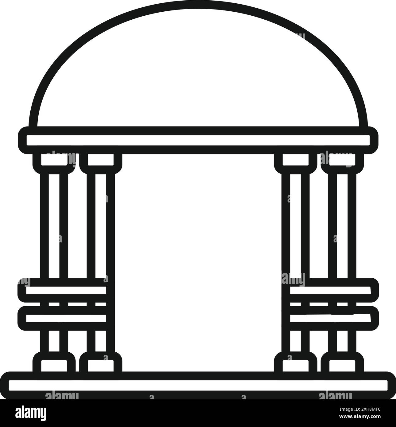Questo gazebo all'aperto in legno con panche è perfetto per rilassarsi nel parco Illustrazione Vettoriale