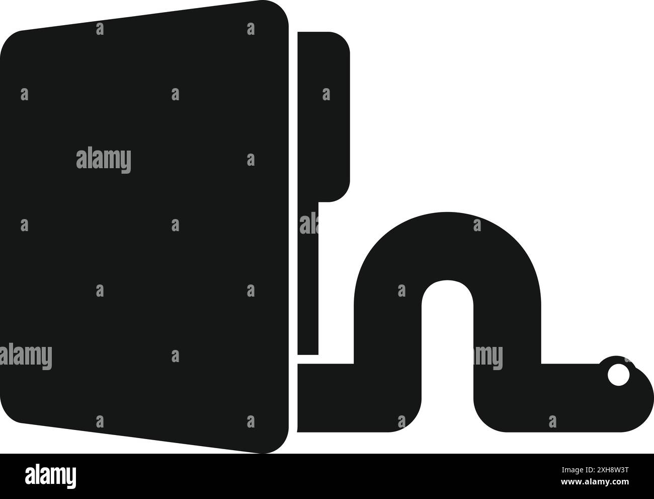 Icona con la silhouette nera che rappresenta un virus informatico che entra in un sistema operativo tramite un cavo Internet Illustrazione Vettoriale