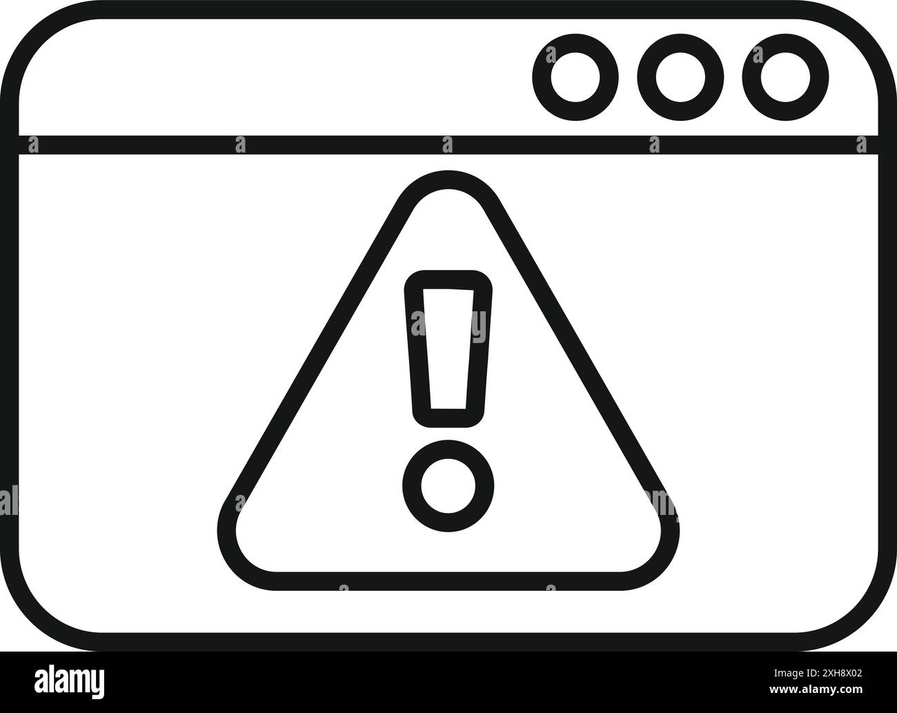 Icona grafica in linea di un sito Web che visualizza un messaggio di errore, che evidenzia un avviso critico del sistema Illustrazione Vettoriale