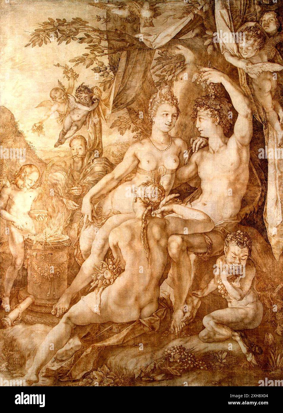 Goltzius, Hendrick - Bacco, Venere e Cerere Foto Stock
