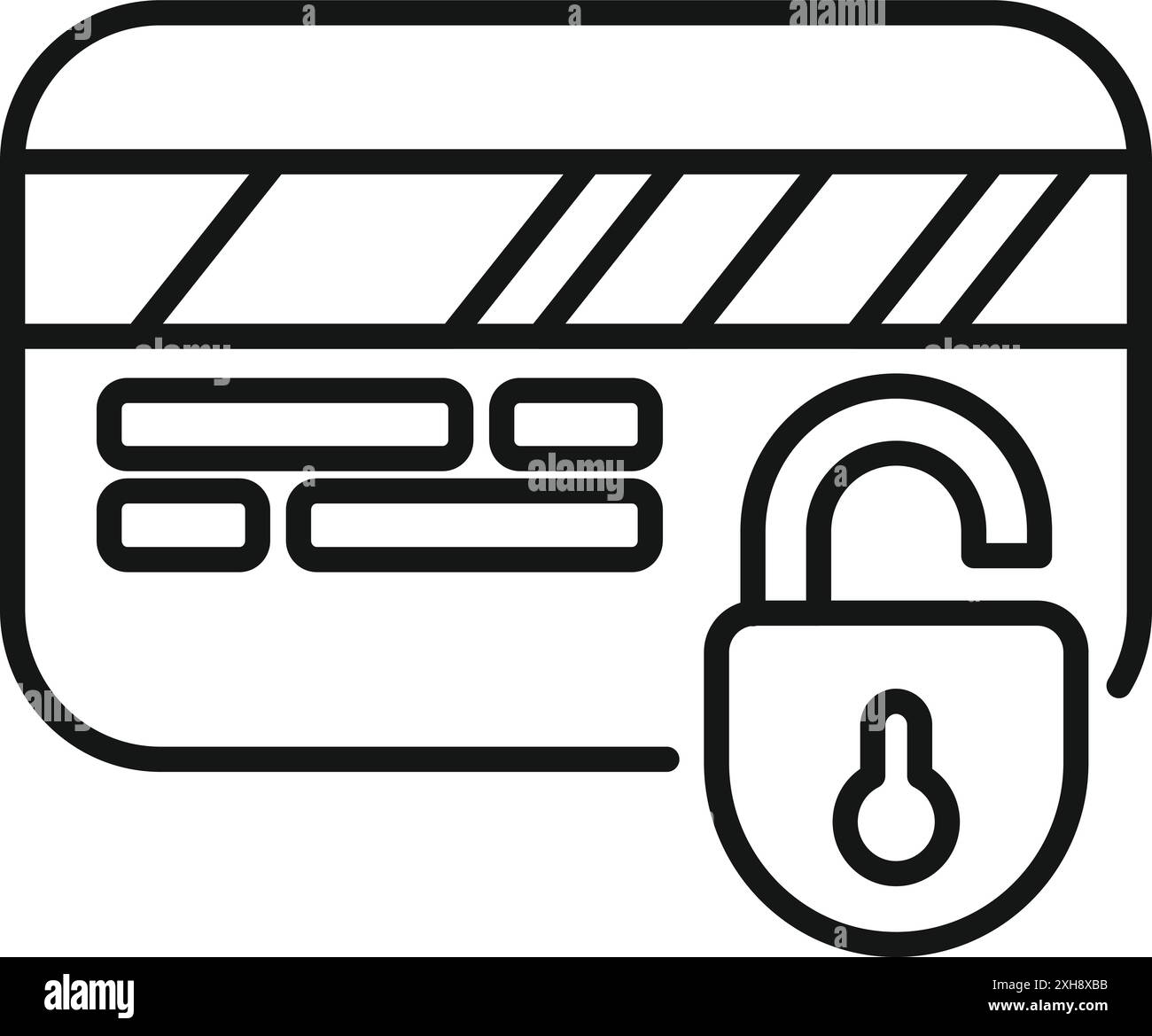 La carta di credito è protetta da un lucchetto, che rappresenta il concetto di sicurezza dei pagamenti online Illustrazione Vettoriale