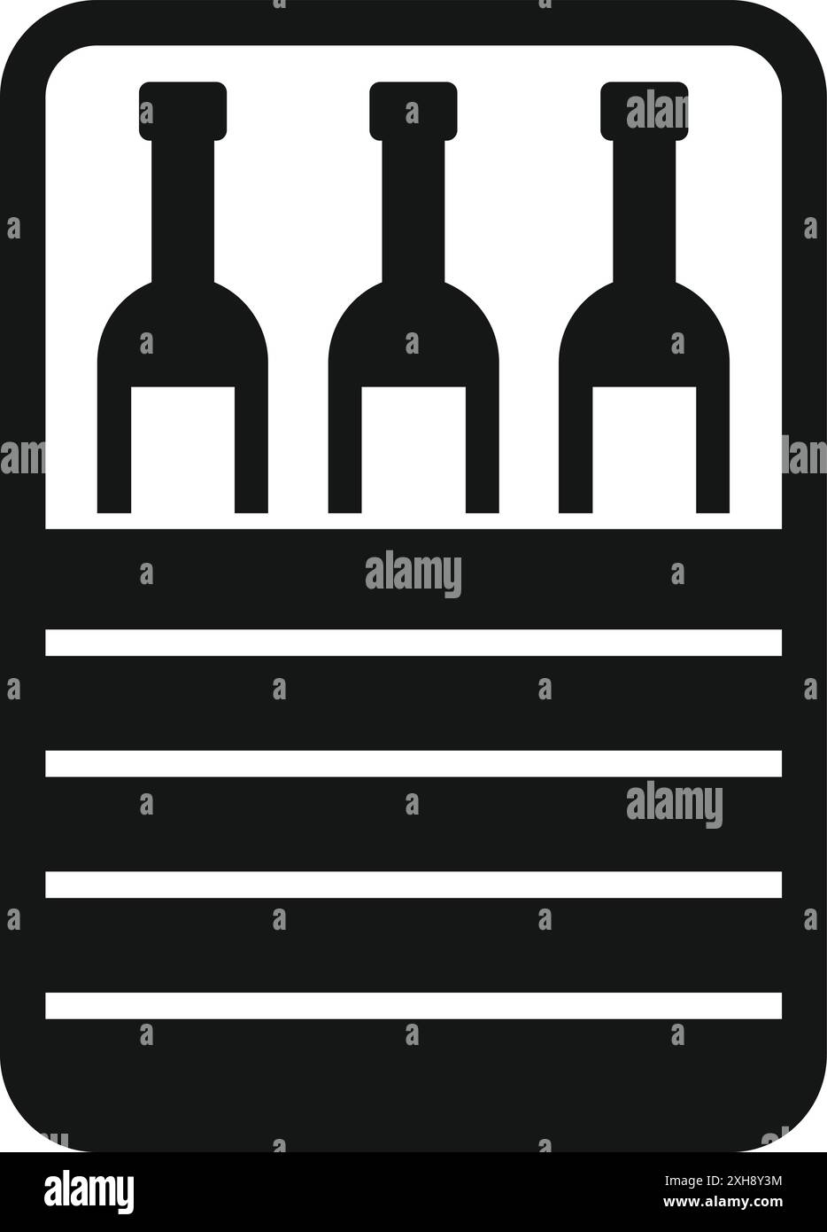 Icona in bianco e nero di un portabottiglie che contiene bottiglie Illustrazione Vettoriale