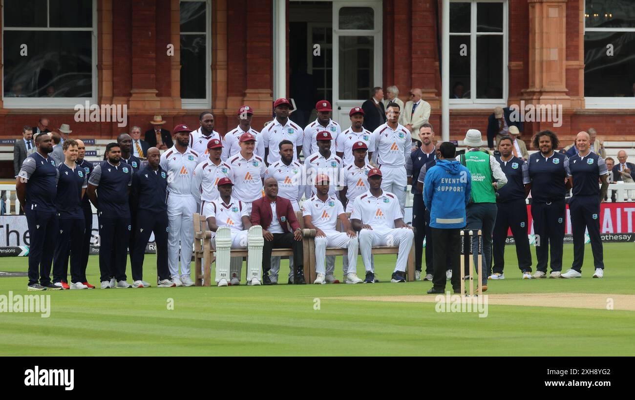 LONDRA, Regno Unito, JULY12: West Indies Team durante Rothesay prova il suo test Day 3 of 5 match tra Inghilterra e Indie occidentali al Lord's Cricket Ground di Londra il 12 luglio 2024 Foto Stock