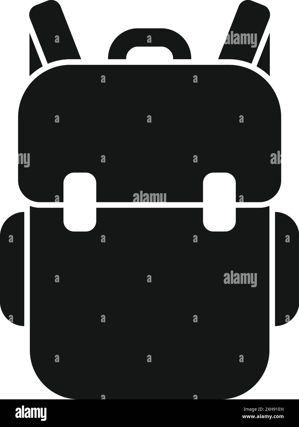 Silhouette nera di uno zaino con fibbie, perfetto per progetti legati a scuola, studenti e istruzione Illustrazione Vettoriale