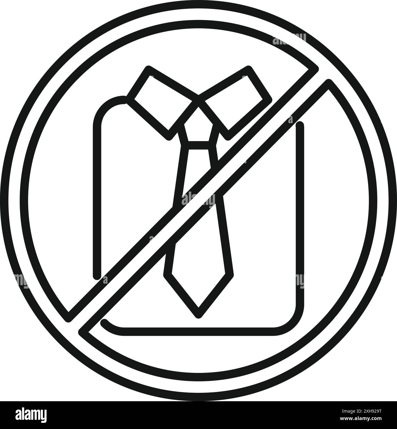 Icona a righe di una cravatta e di una camicia con un incrocio, che rappresenta un codice di abbigliamento rilassato Illustrazione Vettoriale