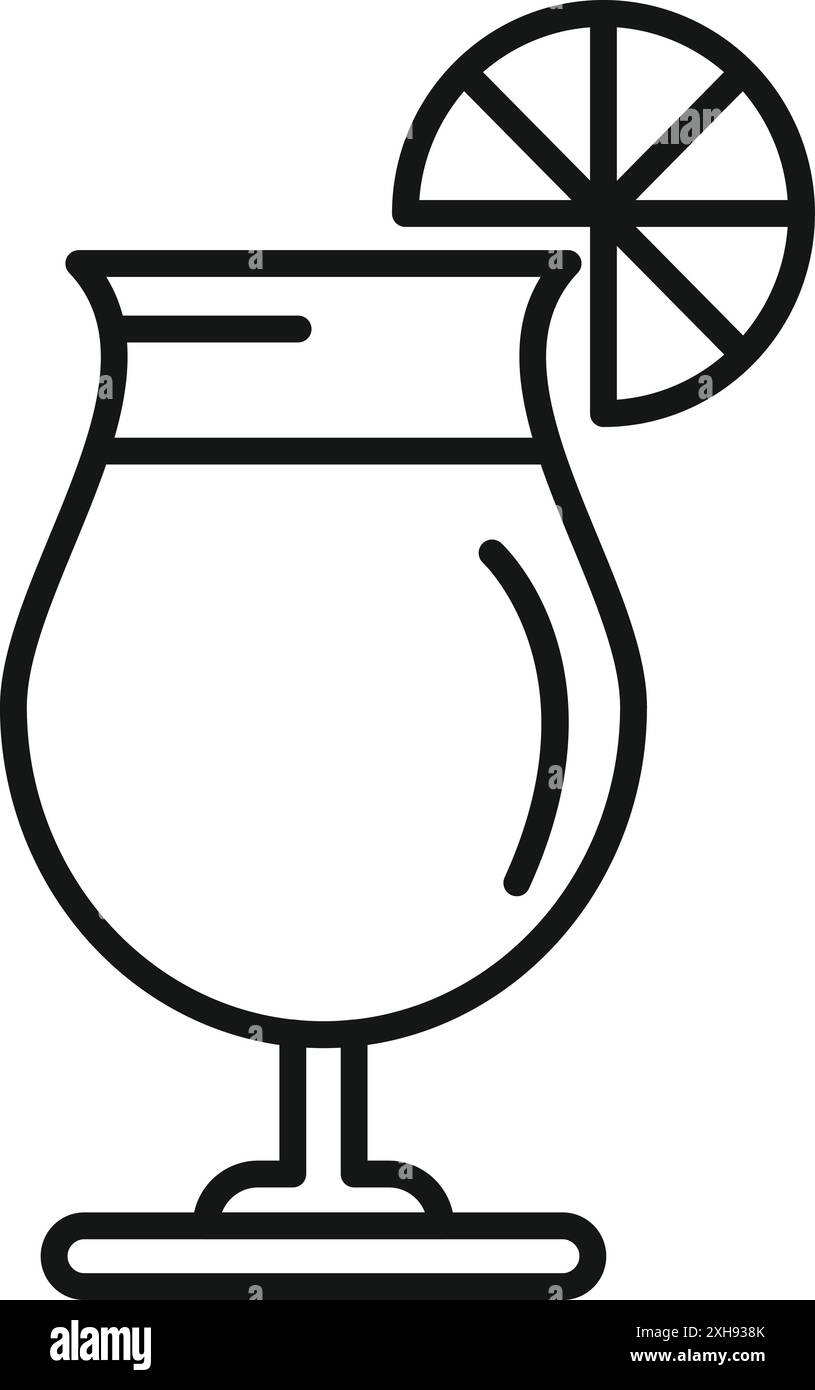 Disegnare un bicchiere da cocktail con una fetta di limone, evocando una rinfrescante bevanda estiva Illustrazione Vettoriale