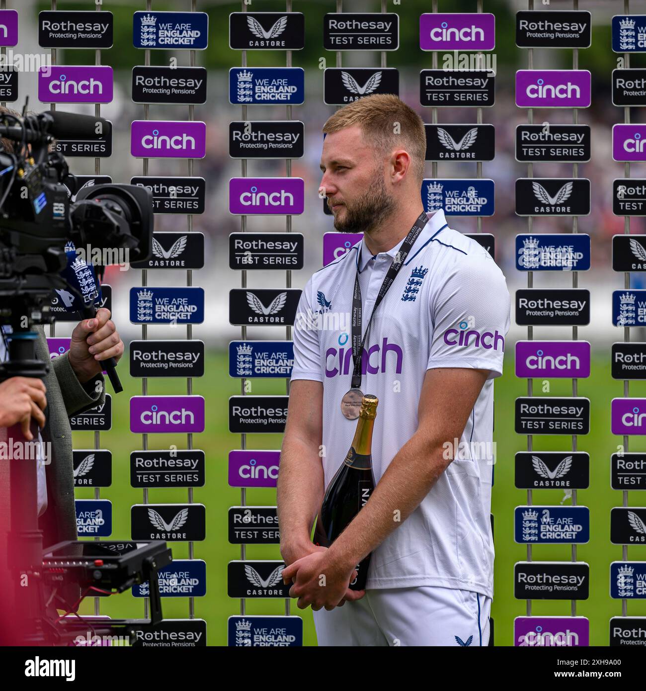 LONDRA, REGNO UNITO. 12 luglio, 24. Nella partita dell'ultimo giorno durante il primo Rothesay test match tra England Men e West Indies al Lord's Cricket Ground di venerdì 12 luglio 2024 a LONDRA, INGHILTERRA. Crediti: Taka Wu/Alamy Live News Foto Stock