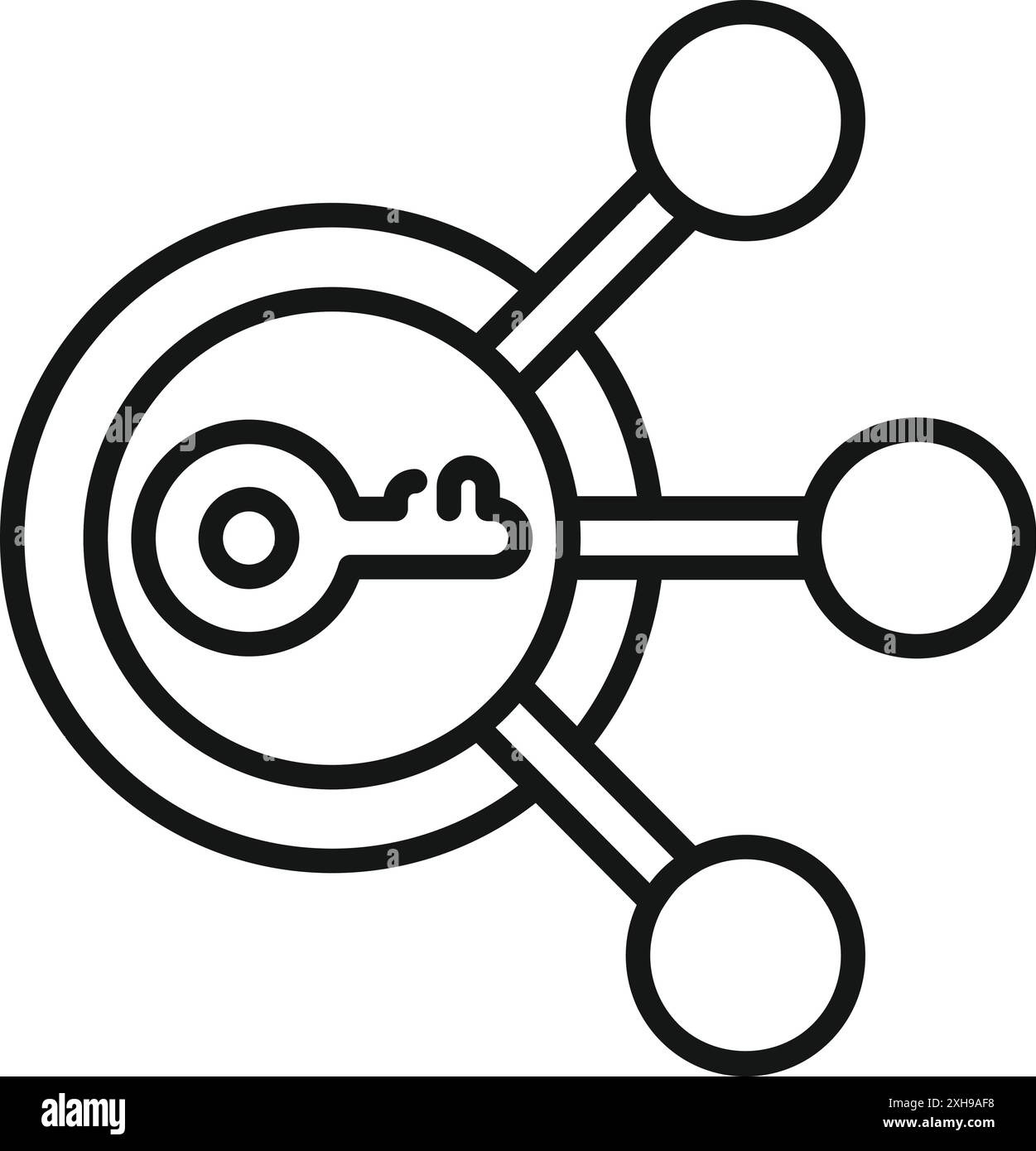 Icona stile line art di una chiave che condivide l'accesso ai dati kpi Illustrazione Vettoriale