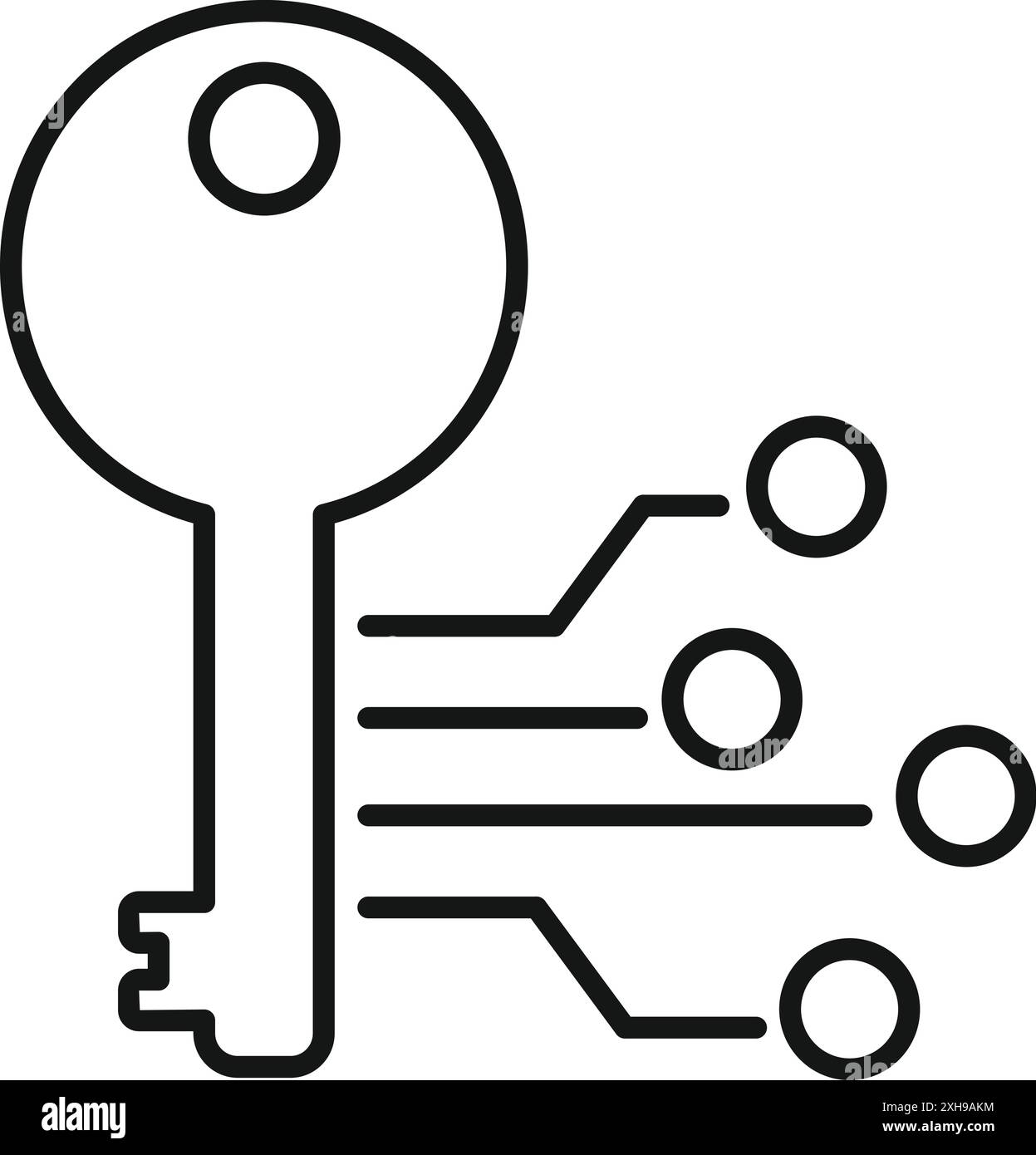 Sbloccaggio della chiave di un circuito stampato che rappresenta l'accesso ai dati e alla tecnologia dell'informazione Illustrazione Vettoriale