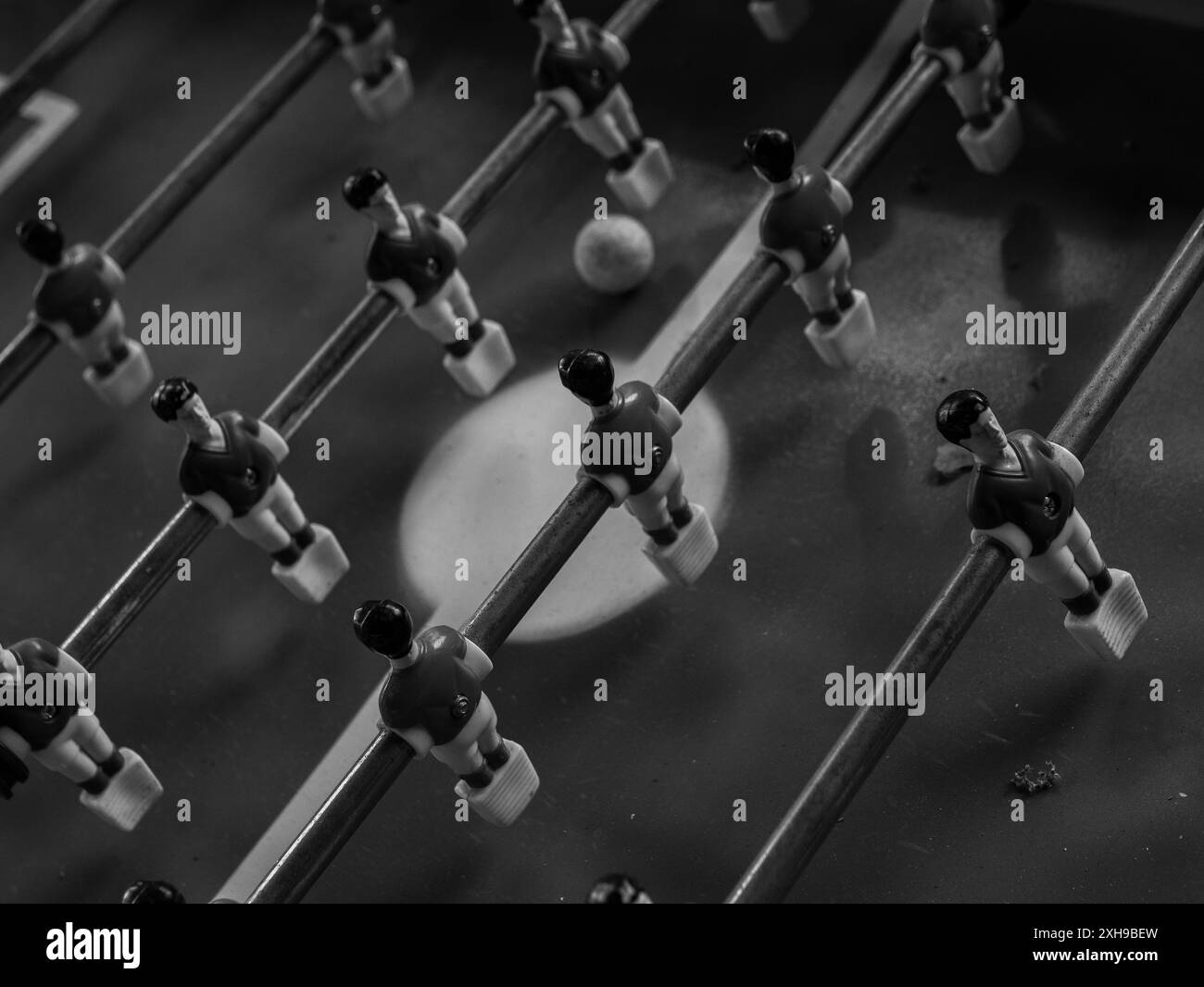 immagini in bianco e nero di calcio da tavolo da primo piano Foto Stock