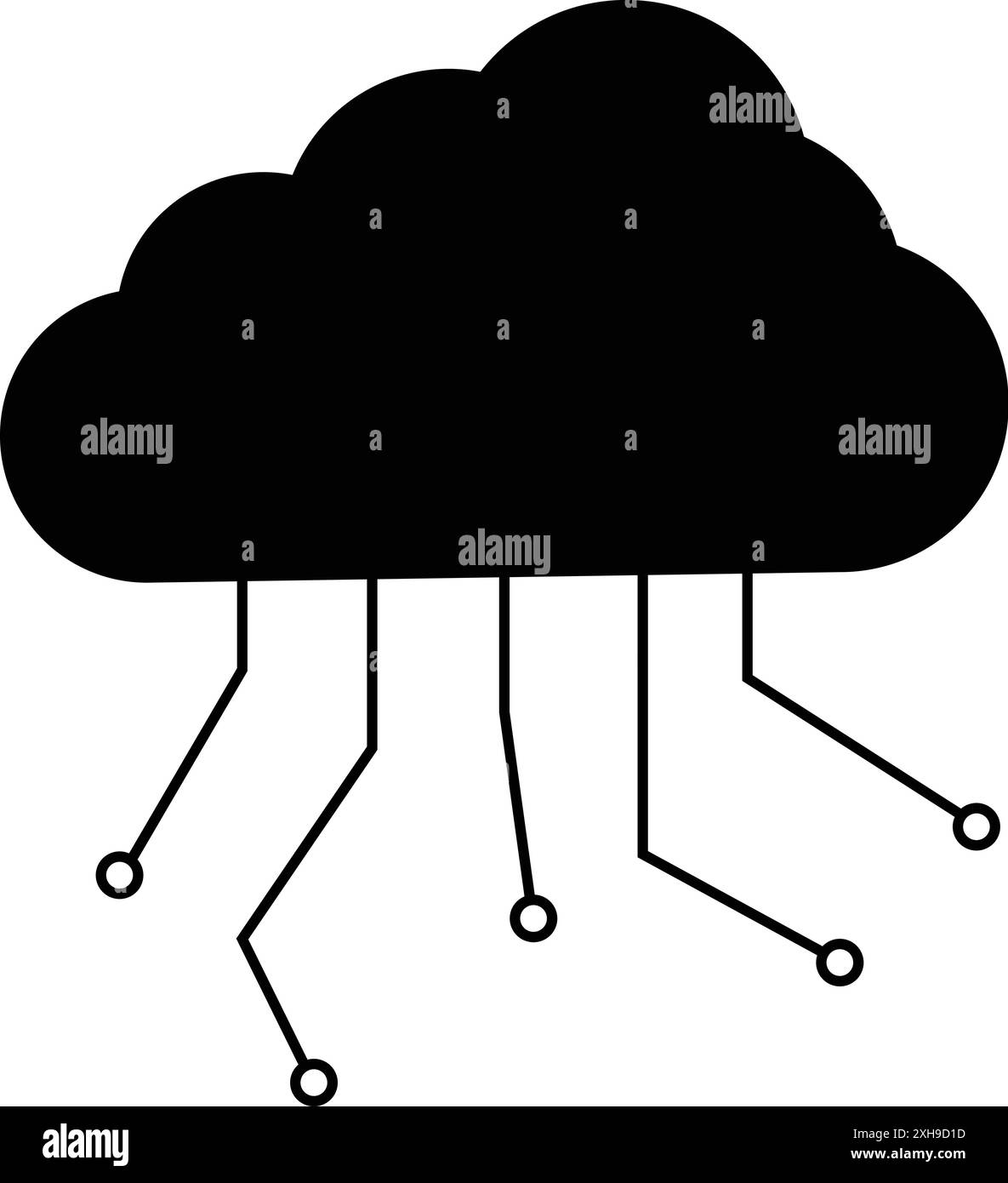 Digital Cloud Management Black, Digital Cloud con percorso, percorso cloud, Cloud computing, sistema di rete con più dispositivi Illustrazione Vettoriale