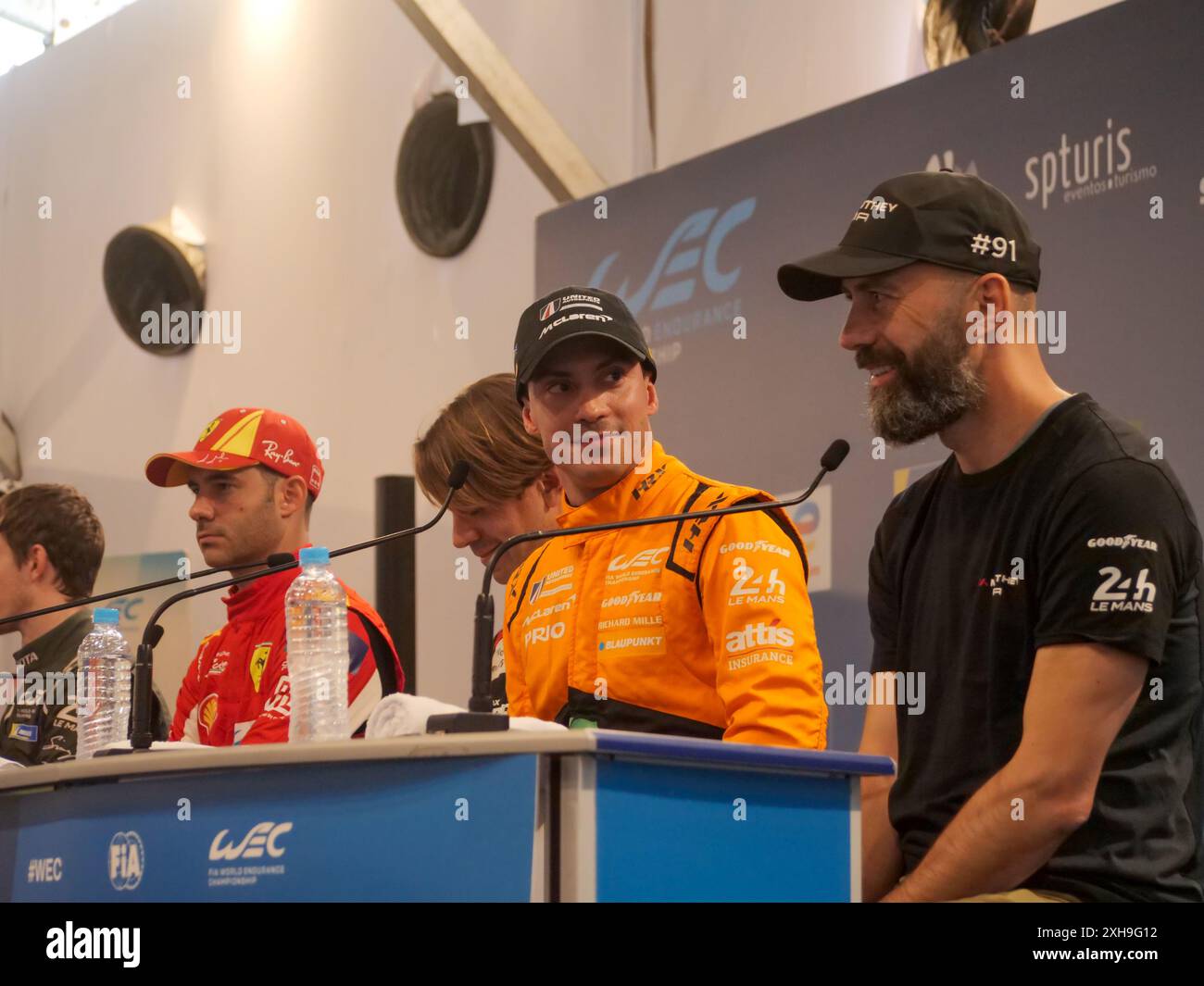 San Paolo, San Paolo, Brasile. 12 luglio 2024. SAO PAULO (SP), 07/12/2024 - i piloti brasiliani Augusto Farfus (Team WRT BMW) e Nicolas Costa (United Autosports McLaren) durante la conferenza stampa al WEC 6horas de Sao Paulo, il principale evento endurance della FIA questo fine settimana, presso l'autodromo Interlagos. (Credit Image: © Fabricio Bomjardim/TheNEWS2 via ZUMA Press Wire) SOLO PER USO EDITORIALE! Non per USO commerciale! Foto Stock