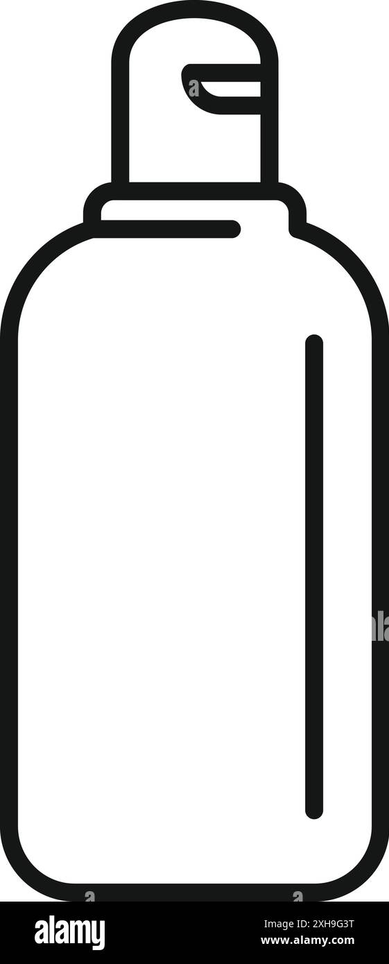 Semplice disegno in bianco e nero di una bottiglia in plastica con tappo ribaltabile, ideale per rappresentare concetti relativi a imballaggi e contenitori Illustrazione Vettoriale