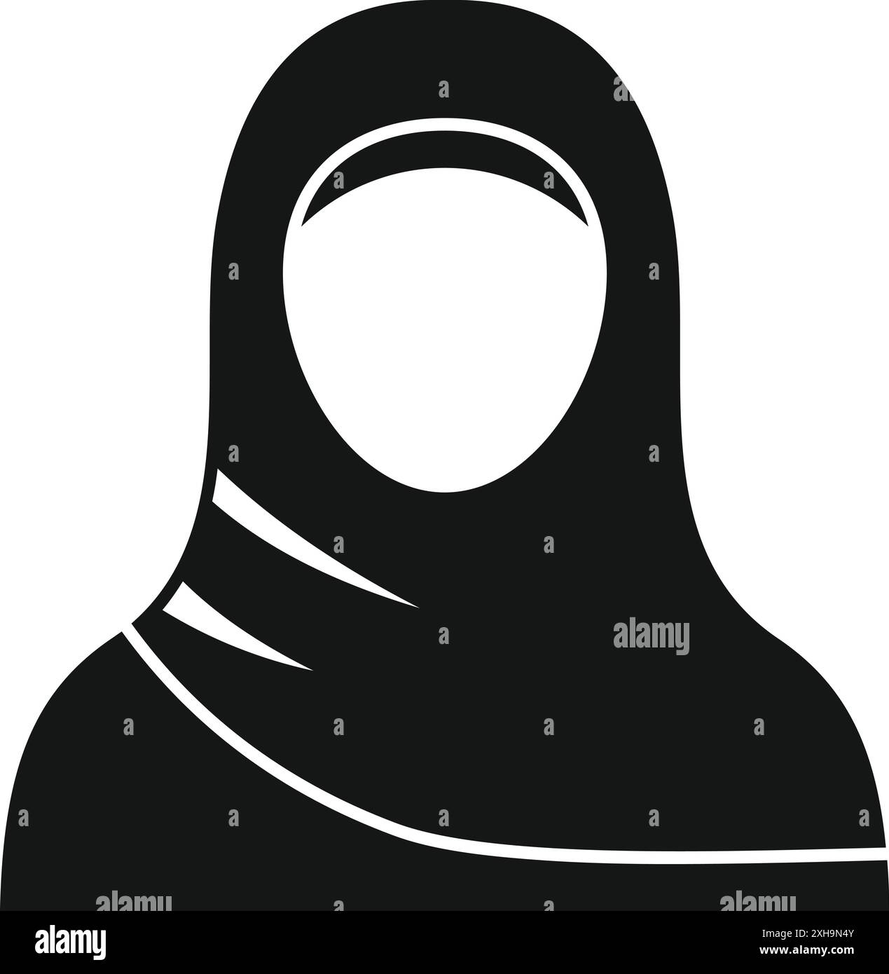 Donna musulmana che indossa un hijab tradizionale che copre i capelli semplice icona su sfondo bianco Illustrazione Vettoriale