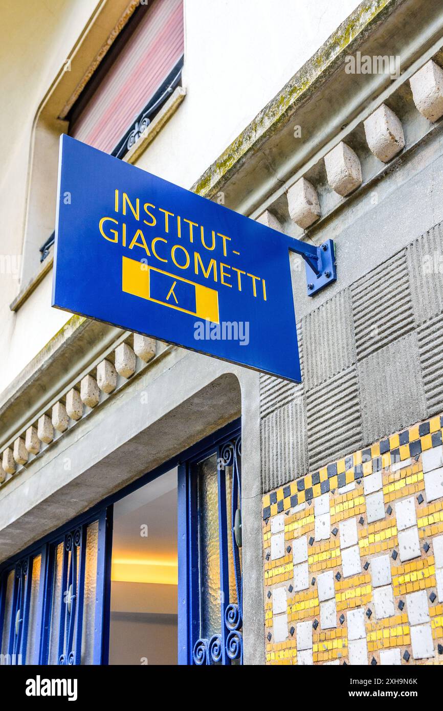 Esterno del museo Institut Giacometti in Rue Victor Schoelcher, Parigi 75014, Francia. Foto Stock