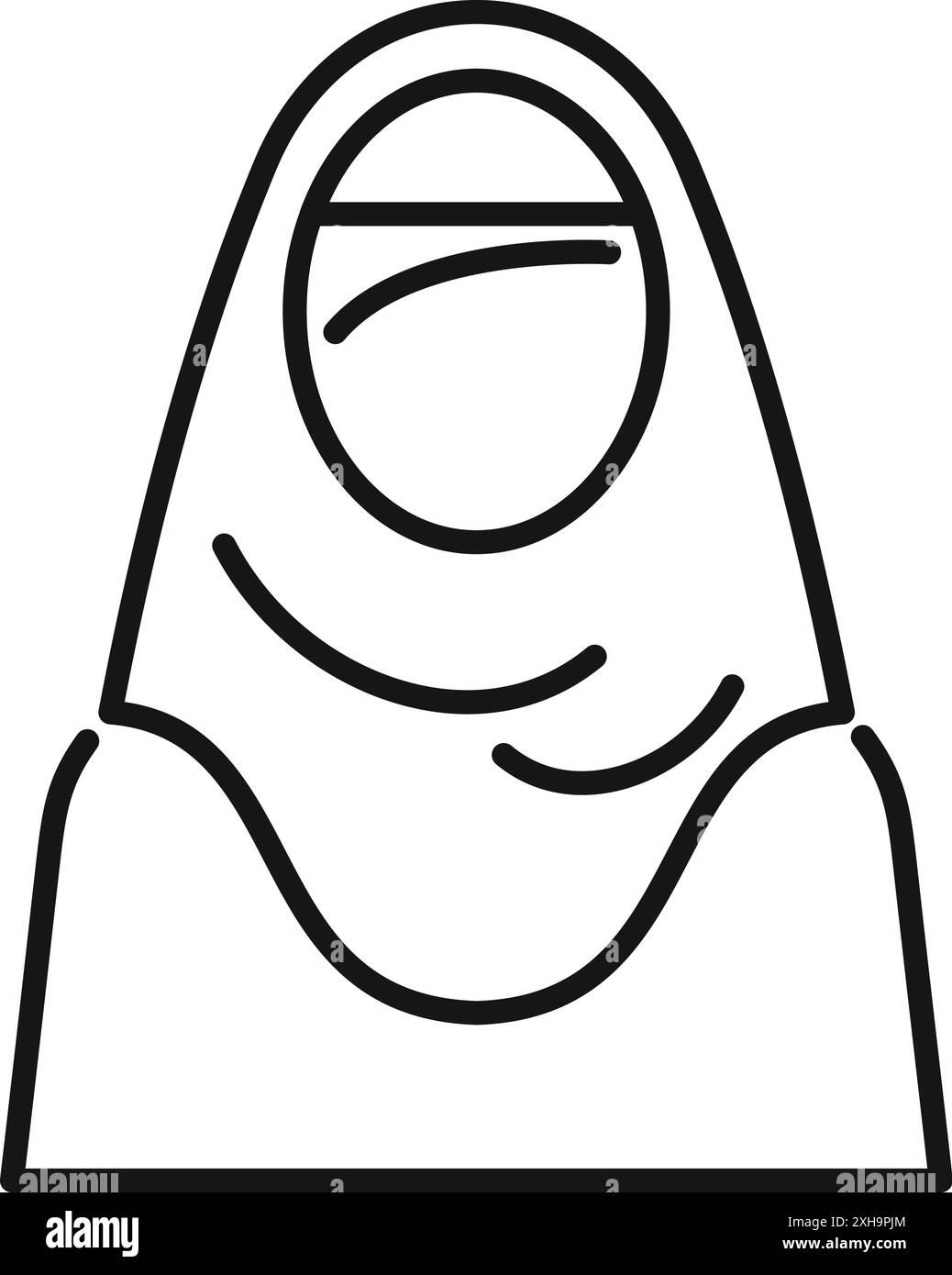Semplice disegno di una giovane donna adulta che indossa un hijab Illustrazione Vettoriale