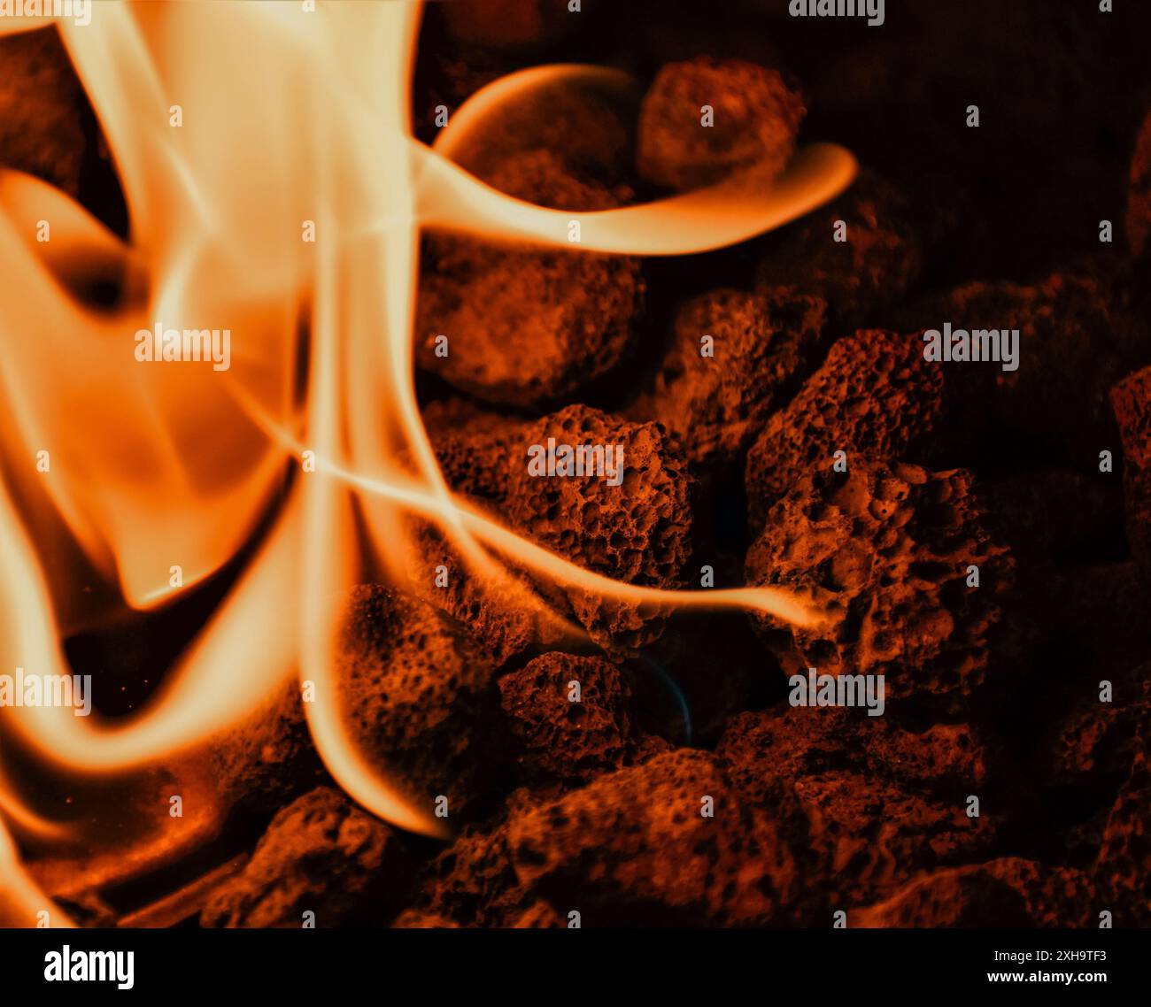 Colpo macro di fuoco ardente Foto Stock