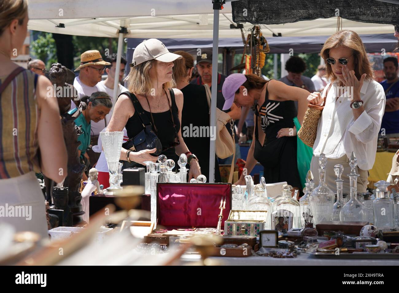 Il mercato delle pulci di El Rastro a Madrid, Spagna Foto Stock