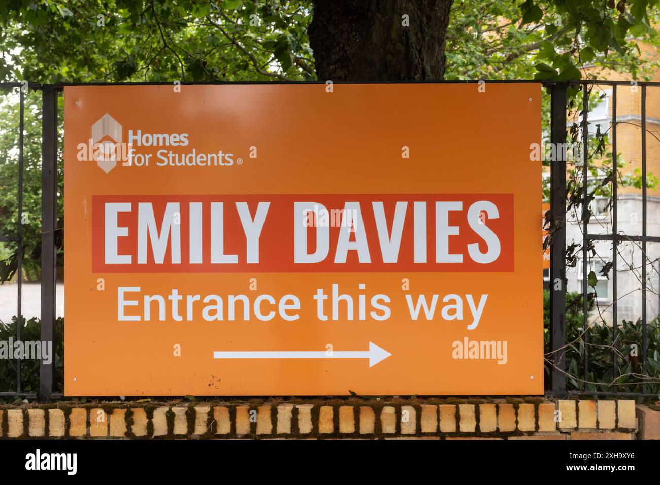 Cartello per Emily Davies Student accommodation a Southampton, Hampshire, Inghilterra, Regno Unito. Residenze universitarie Foto Stock